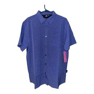 Psycho Tuna Mens Lake Erie Blue Button Up Shirt, Medium